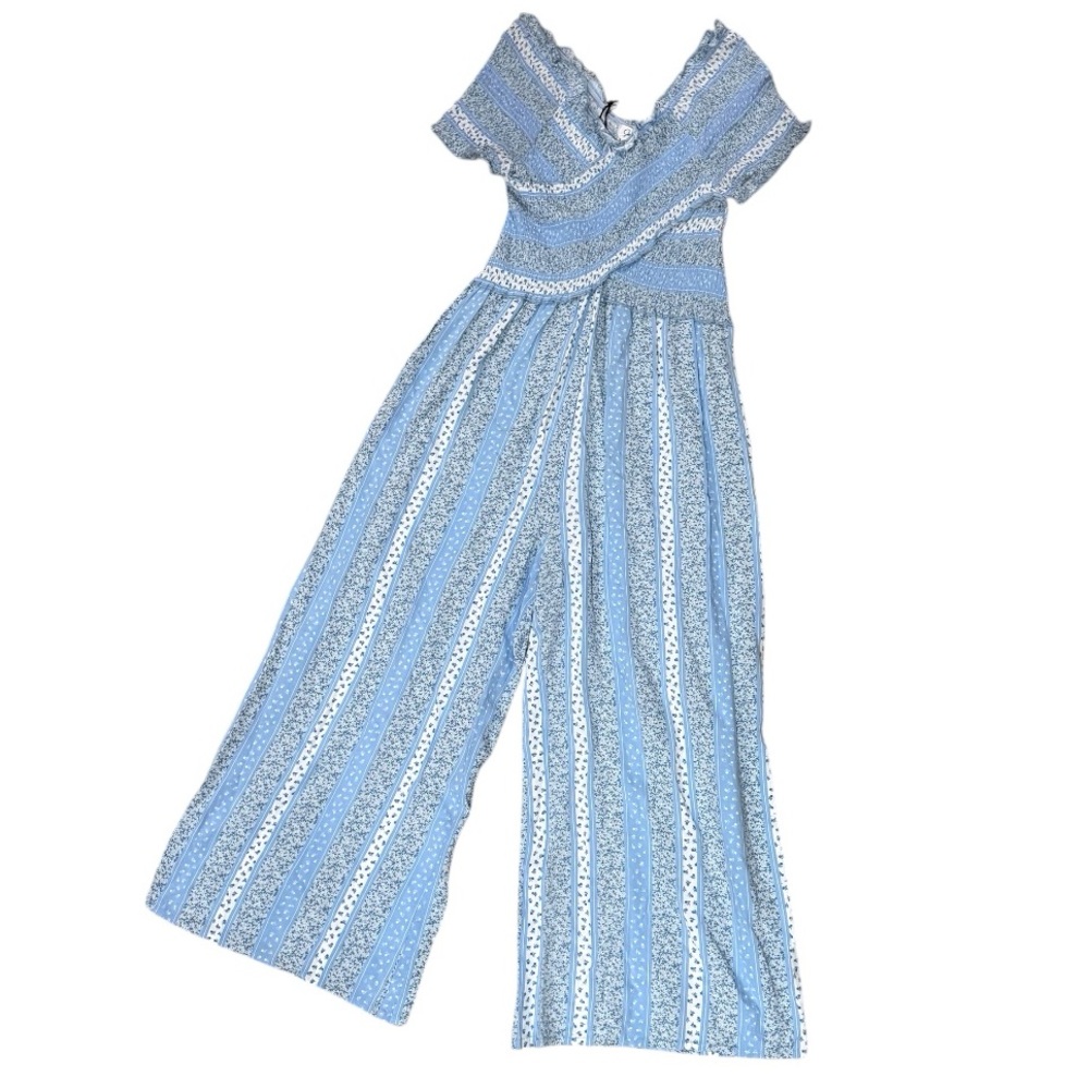 🆕 Japna Surplice Smocked Wide Leg Jumpsuit - Picture 7 of 12